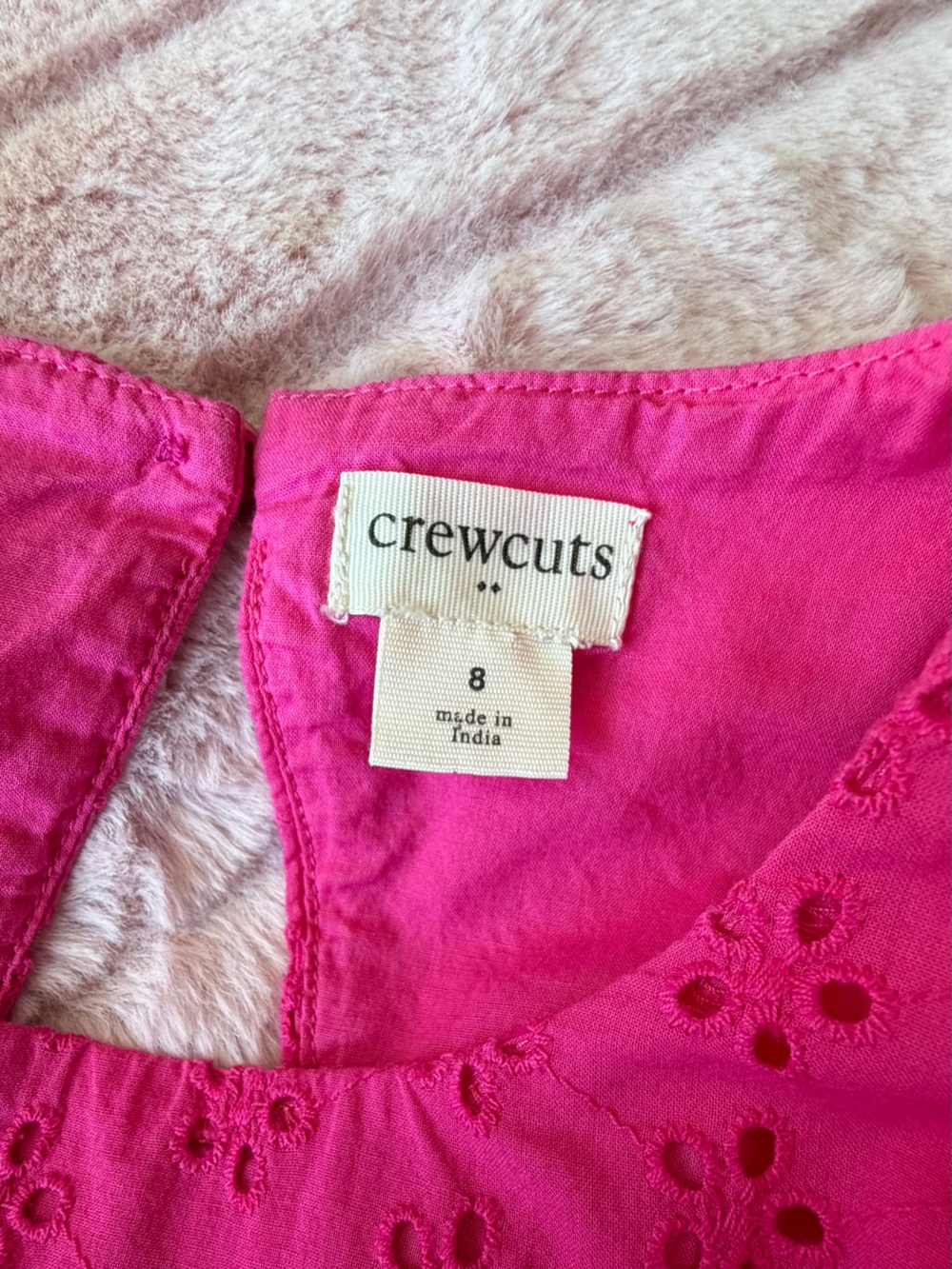 Crewcuts Girls Hot Pink Eyelet Flutter Sleeve Dress - Picture 8 of 9